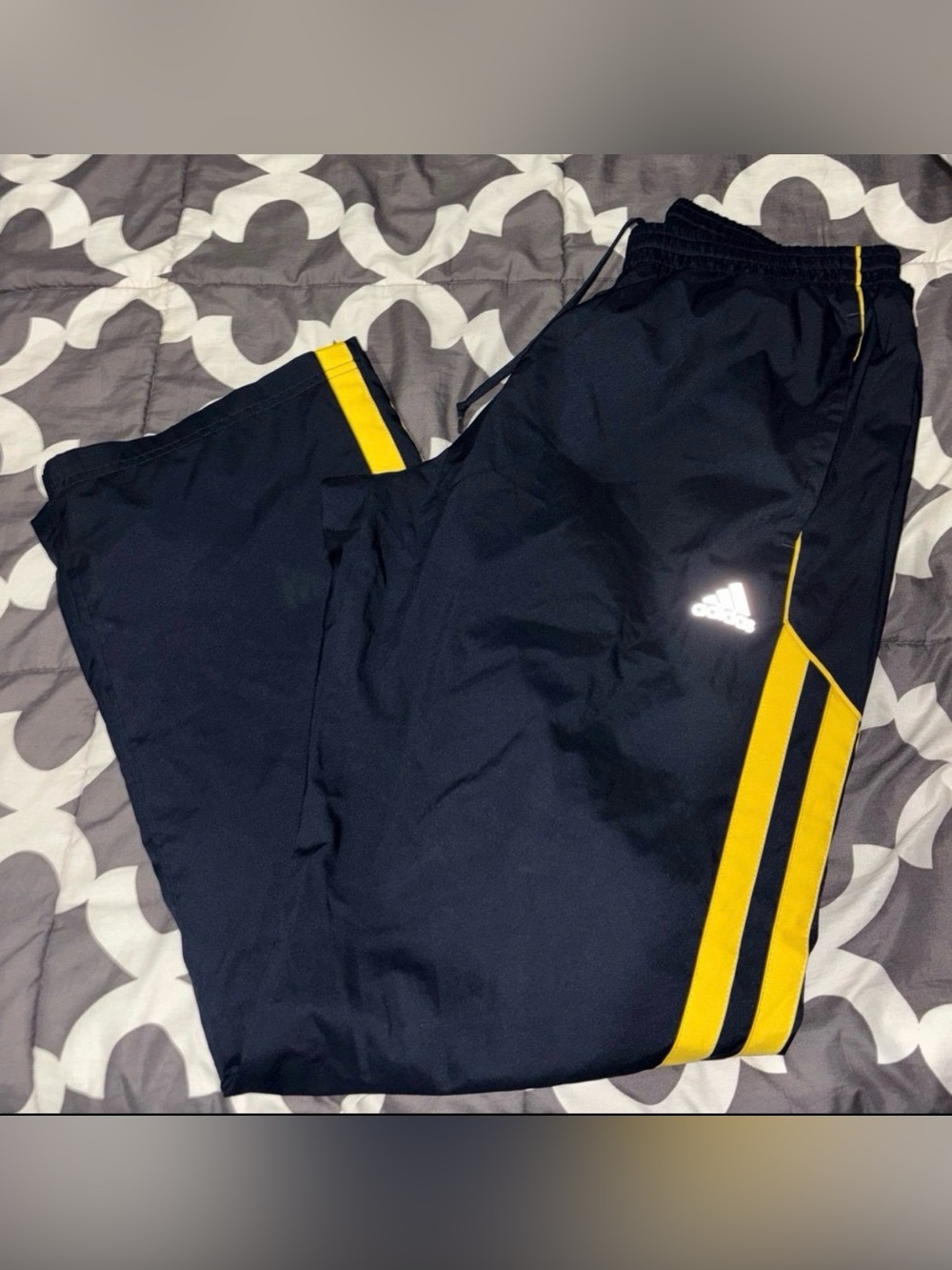 Adidas Track Pants with Yellow Stripes men